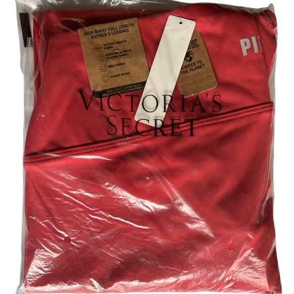 Victoria's Secret Pink Red Adjustable Waist Leggings, M - Picture 2 of 6